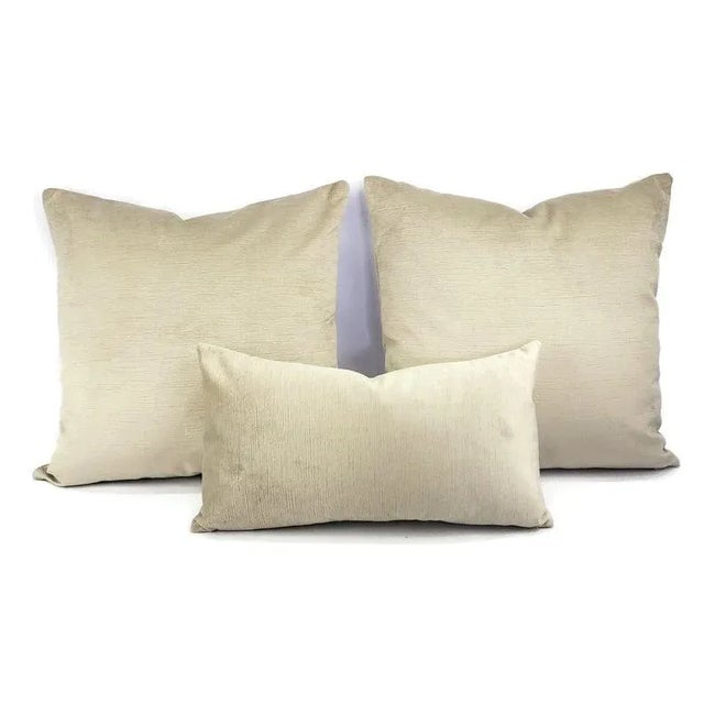 Not Yet Made - Made To Order Solid Textured Gray Velvet Lumbar Pillow Cover For Sale - Image 5 of 6