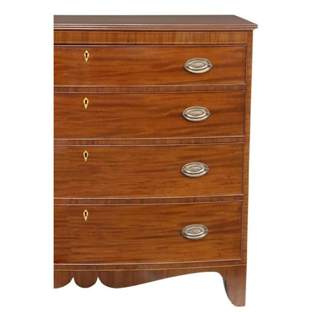 Early 19th Century George IV Period Inlaid Mahogany Bow Front Commode For Sale - Image 4 of 7