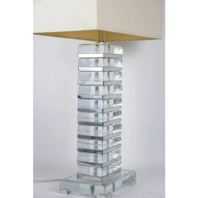 1980s Murano Glass Table Lamps with Chromed Metal Details, 1980s, Set of 2 For Sale - Image 5 of 7