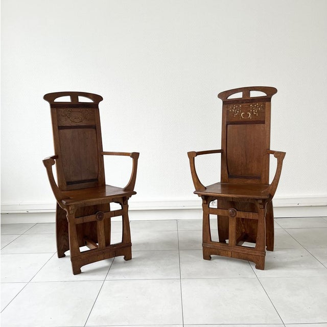 Arts and Crafts Armchairs, Austria, 1905, Set of 4 For Sale - Image 10 of 10