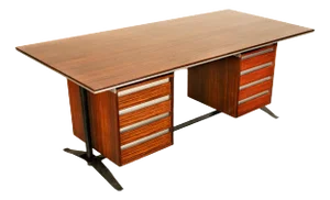 Italian Rosewood Mid Century Modern Executive Desk Gio Ponti Fornaroli Rosselli Circa 1955