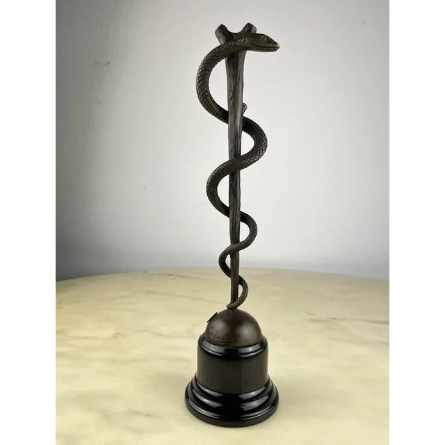 Bronze and Marble Staff of Aesculapius, France, 1990s For Sale - Image 6 of 7