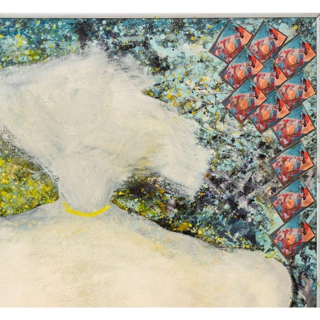 Rose Victor (XX) Abstract Seated Nude Woman, Oil on Canvas with Collage Elements, figure in white with one leg up,...