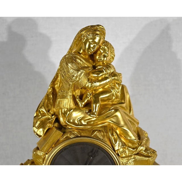 Early 19th Century Golden Bronze Pendulum the Virgin with the Chair For Sale - Image 5 of 18