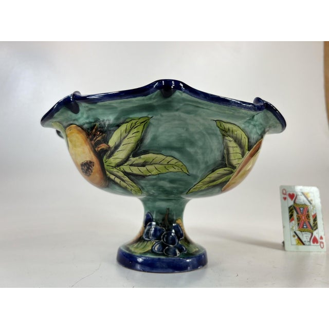 Mid 20th Century Fruit Bowl Footed Ceramic, Santa Rosa, Majolica Style, Vantage Mexican Pottery For Sale - Image 10 of 15