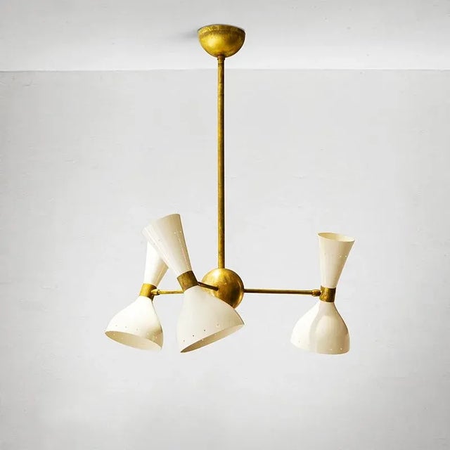 Mid-Century Modern Mid-Century Italian Chandelier in Brass, 1950 For Sale - Image 3 of 8