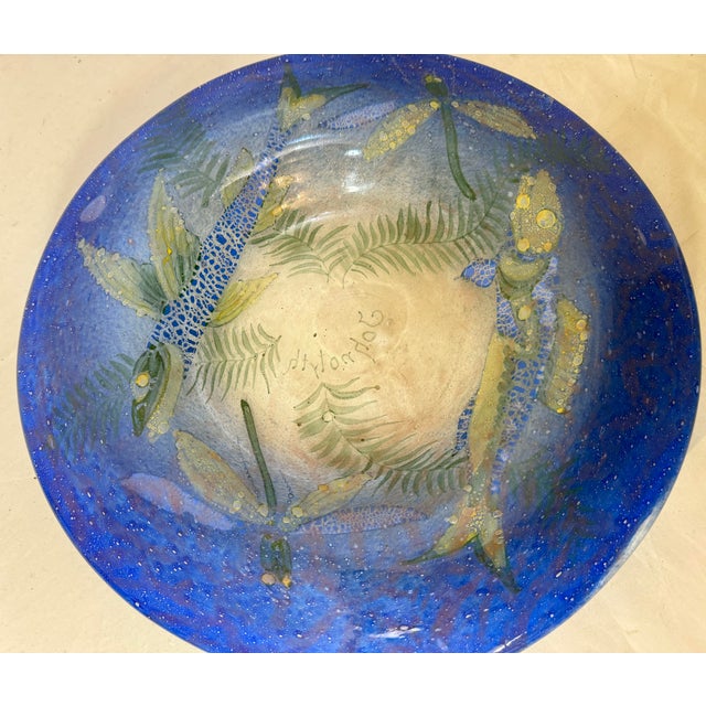 Glass Antique 1930's Ernst Hantich & Co Johnolyth Dragonfly Fish Glass Glass Bowl Dish For Sale - Image 7 of 15