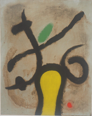 Joan Miro, Femme jaune et oiseau, Lithograph