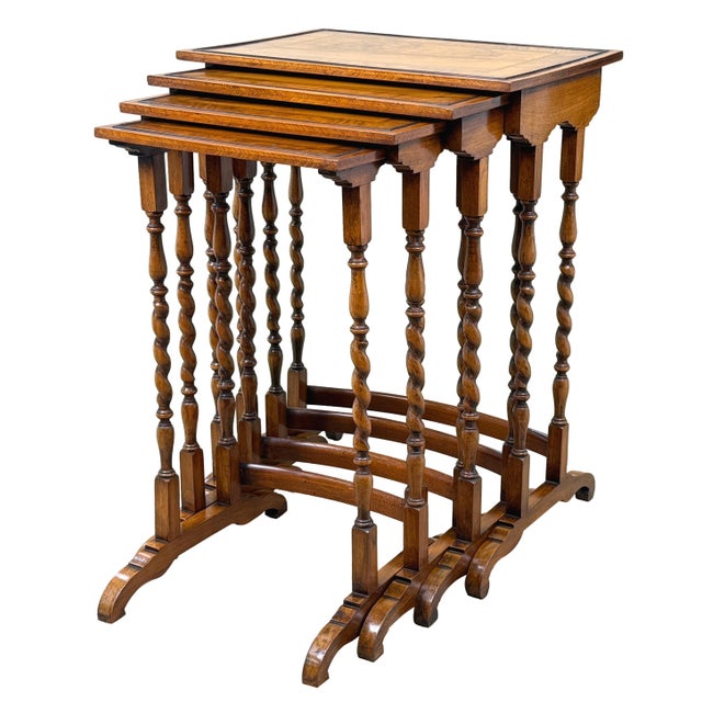 Nesting Coffee Tables in Walnut, 1920, Set of 4 For Sale - Image 14 of 14
