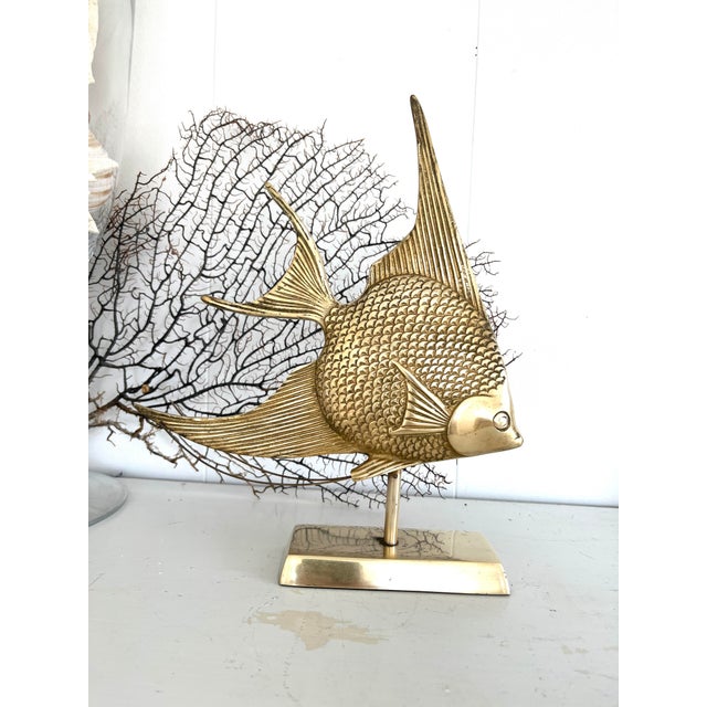 Vintage Brass Angelfish Statue For Sale - Image 9 of 13