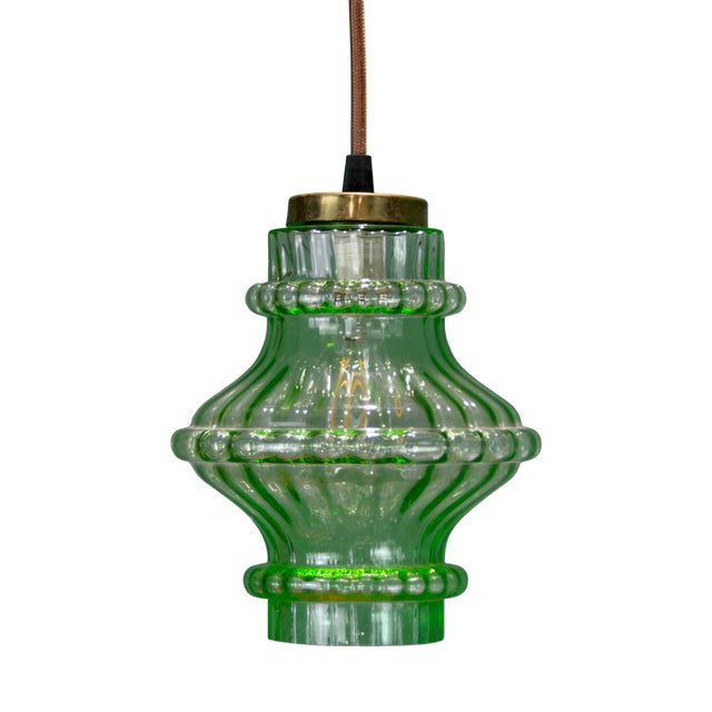 Green Glass Lamp, 1960s For Sale