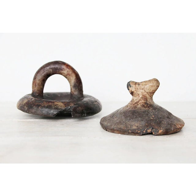 African Ancient African Ceramic Pottery Tops - a Pair For Sale - Image 3 of 10