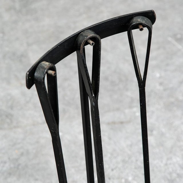 Mid Century Modern Fireplace Tool Modernist Cast Iron Black MCM Vintage Wood For Sale - Image 4 of 9