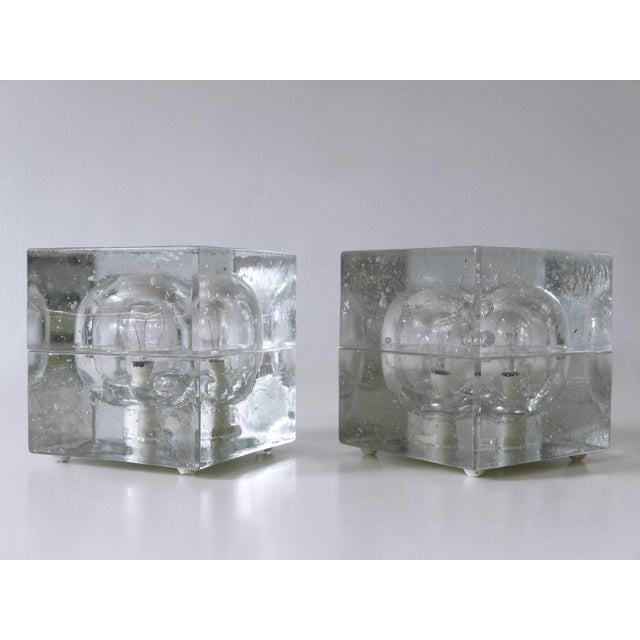 Mid-Century Modern Hand Blown Cubic Table Lamps by Müller & Zimmer, 1970s, Set of 2 For Sale - Image 3 of 18
