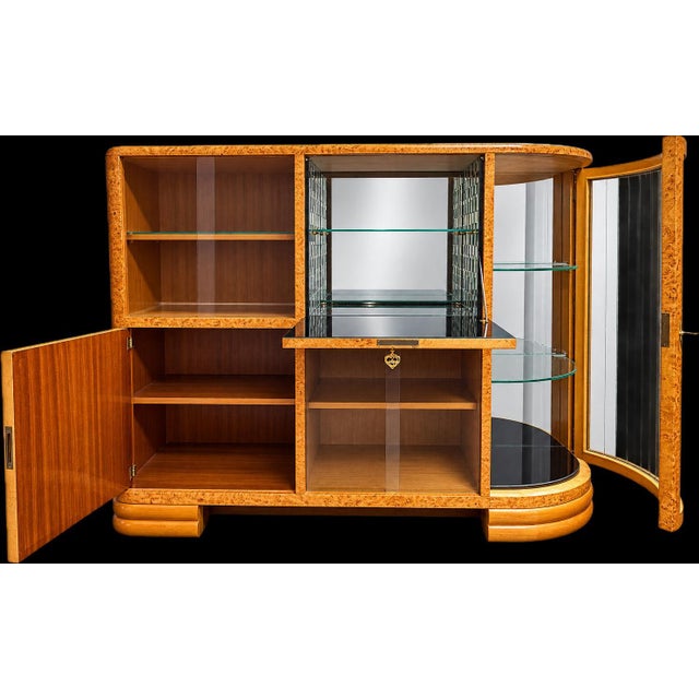 Metal Art Deco Burl Wood Veneer Home Bar, 1930s For Sale - Image 7 of 9
