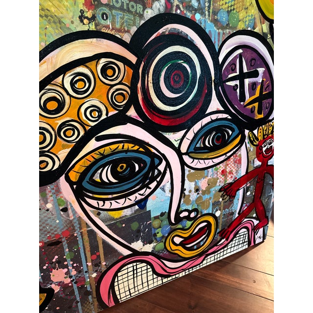 1970s 1970s Peter Keil Monumental Canvas Abstract Painting 6’ X 4’ For Sale - Image 5 of 15
