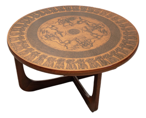 Circular Neo-Egyptian Red Copper Coffee Table by VAD Trevarefabrikk, Norway '69