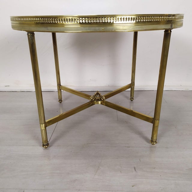 Coffee Table in Brass and Black Glass, 1970s, in Good conditions. Designed 1970 to 1979