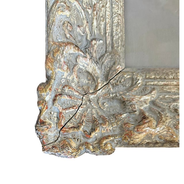 Vintage Mid Century/ Regency Original Society Oil Portrait on Canvas of Socialite Doris Campbell by Listed Artist Victor Lallier in Gilt Wood Frame For Sale - Image 9 of 10