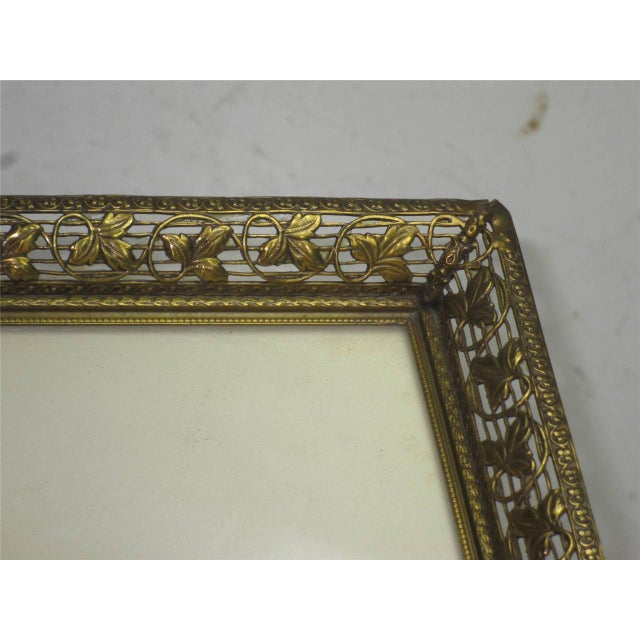 Picture Frame Easel Backed Art Nouveau Bronze Pierced Leaf & Vine Antique French For Sale - Image 4 of 12