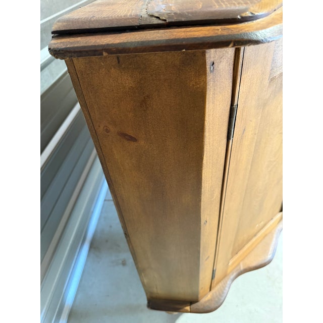 Antique Pine Serpentine Sideboard With Drawers and Cabinet Storage From England For Sale - Image 14 of 18