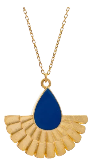 Mystic Ra Blue Enamel Gold Necklace