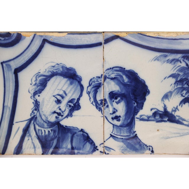 Baroque 19th Century Set of Four Tiles Depicting a Couple, Portuguese For Sale - Image 3 of 10