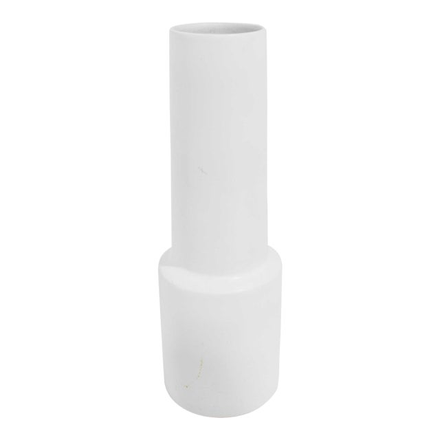 Mid 20th Century Tall West German Ceramic Vase in White For Sale