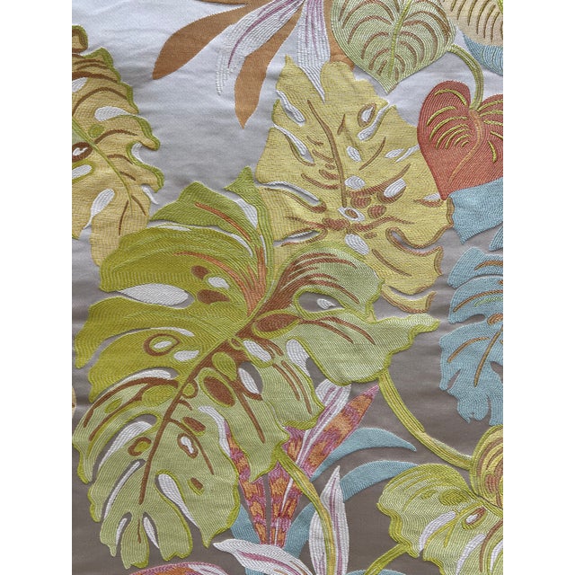 Traditional Tropical Botanical Woven Silk Upholstery Fabric Made in India 2.75 Yards For Sale - Image 3 of 11
