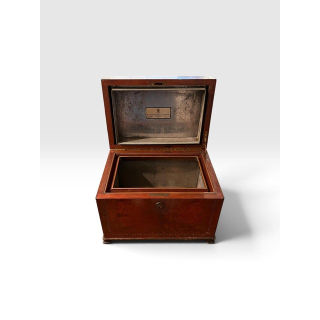1930s Vintage Alfred Dunhill of London Burlwood Humidor With Marquetry Inlay For Sale - Image 5 of 9