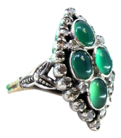Gold and Silver Ring with Diamond Flakes and Emeralds