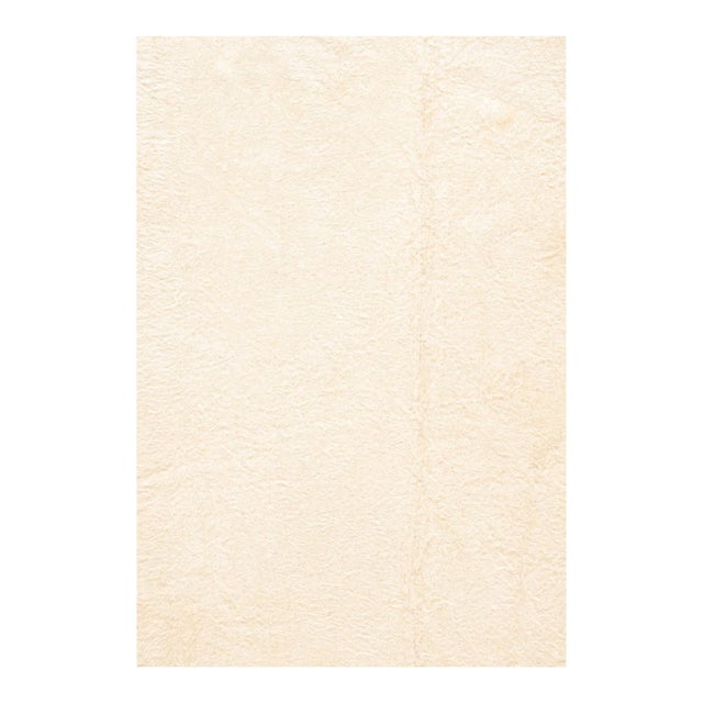 Vintage Ivory Turkish Mohair Flat-Weave Rug - 5′ × 6′5″ For Sale