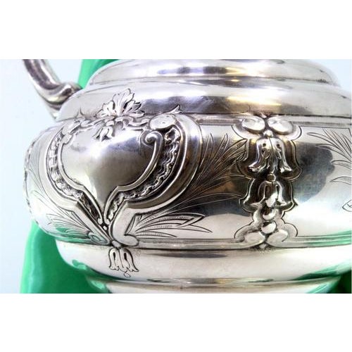 Flared Silver Water Jug with Monogram Plaque, Embossed Handle and Circular Base with Friezes For Sale - Image 5 of 7