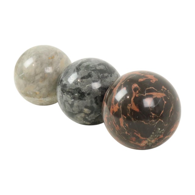 Large Polished Marble Spheres, 1980s, Set of 3 For Sale - Image 4 of 10