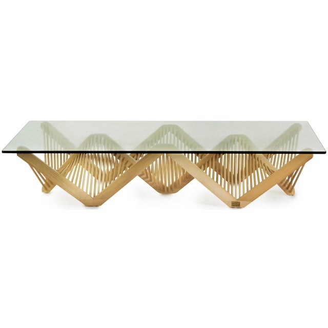 Mid-Century Modern Lauan Wood Geometric Rectangular Coffee Table With Glass Top, Dark Brown, Geo by Oggetti For Sale - Image 3 of 3