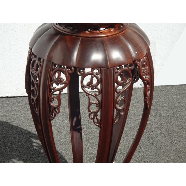 Vintage 20th Century Chinese Carved Wooden Side Table Plant Stand For Sale In Los Angeles - Image 6 of 15