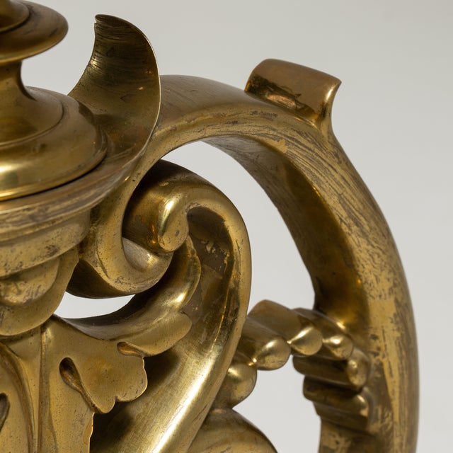Baroque Early 19th Century France Baroque Brass Fireplace Tool For Sale - Image 3 of 15