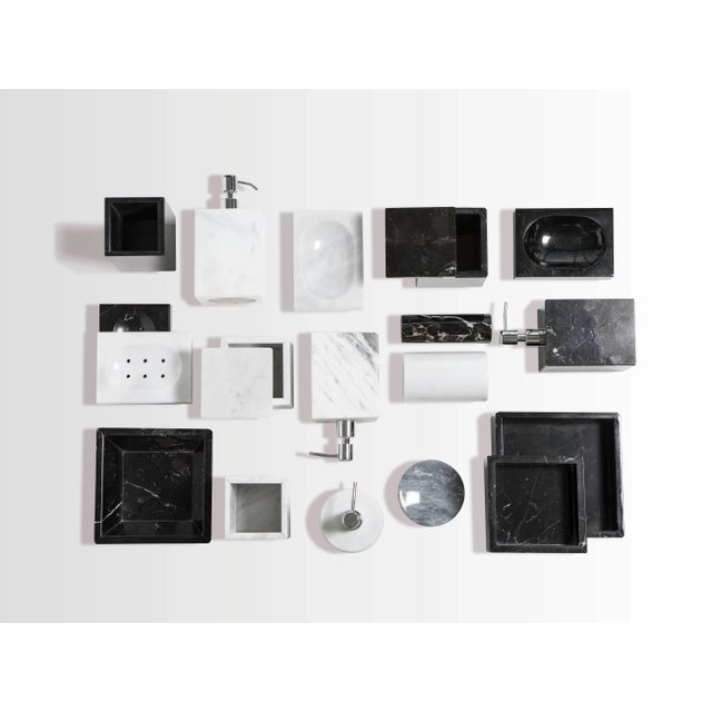 Complete Square Set for Bathroom in Black Marquina Marble, Set of 5 For Sale - Image 6 of 11