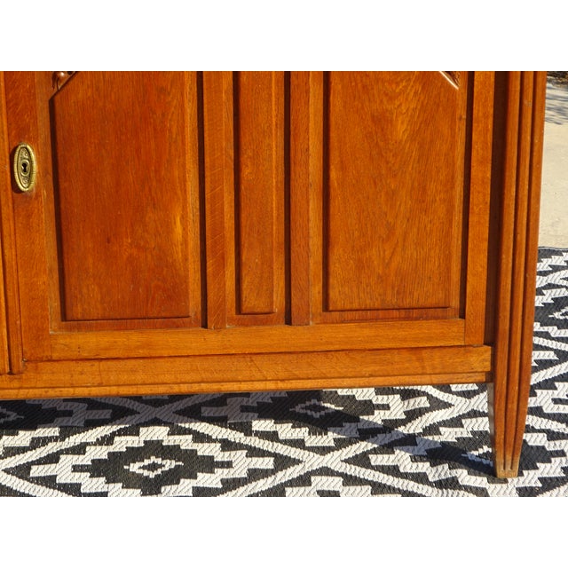 Wood Vintage Oak Buffet with Sentry Boxes and Mirror For Sale - Image 7 of 18