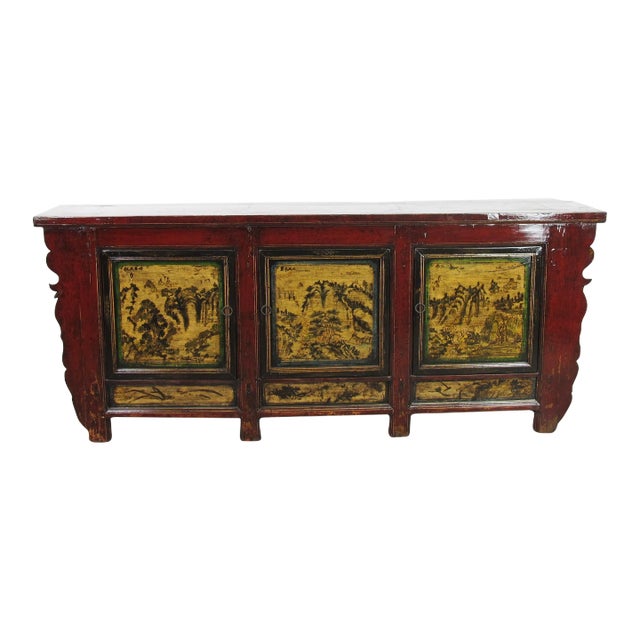 Late 19th Century Hand Painted Antique Mongolia Sideboard For Sale
