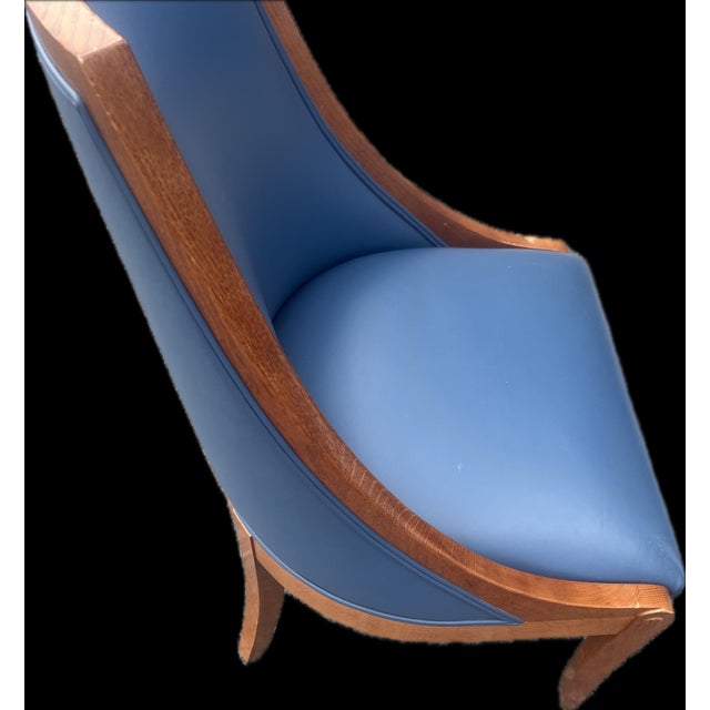 Sally Sirkin Lewis Vintage J. Robert Scott "Roma Series" Blue Upholstered Barrel Back Armchair For Sale - Image 4 of 7