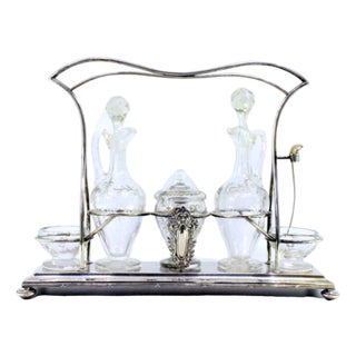 Cruet Set with Silver Structure and Monogrammed Cards, Set of 2 For Sale