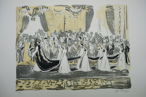 Yves Brayer, Le cortège de l'Impératrice, Lithograph