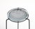 Vintage midcentury 1950s French perforated metal side table with three legs. The glass and perforated metal support at the...