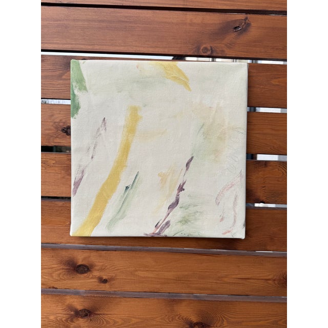 Contemporary Abstract Acrylic Diptych Set, Pastel Wall Art, 16x16 Inch Square Paintings, Minimal Modern Home Decor, Neutral Abstract Art For Sale - Image 3 of 5