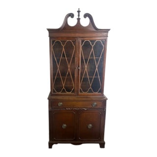 1940s Vintage Solid Wood China Cabinet For Sale