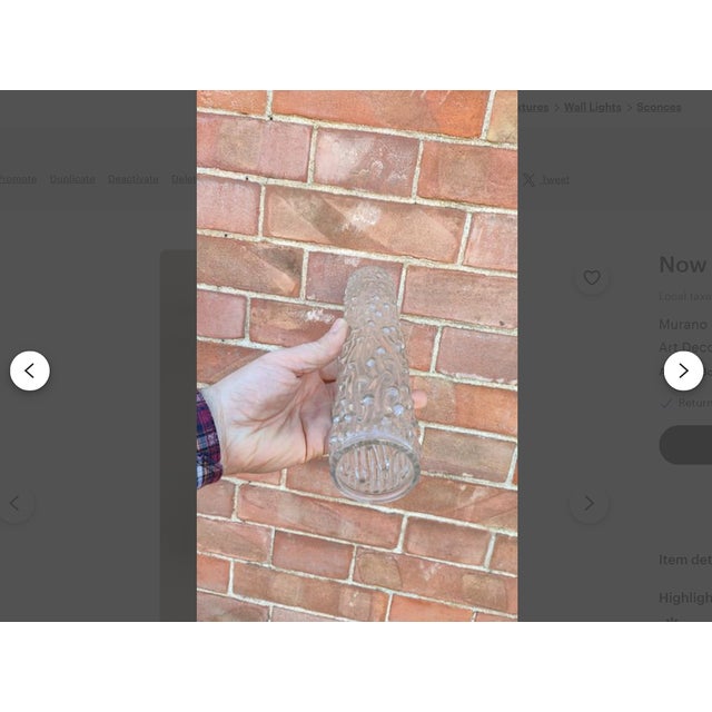 Mid-Century Modern Art Deco Style Murano Glass Wall Lights attributed to Toni Zuccheri for Venini, 1970s, Set of 2 For Sale - Image 9 of 11