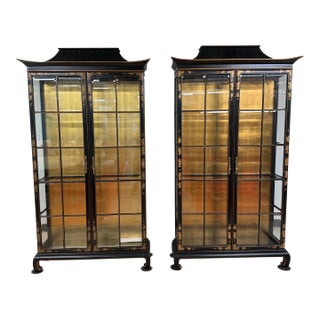 Ultra Rare 1960’s Pagoda Top Chinoiserie Cases by Union National, A Pair For Sale