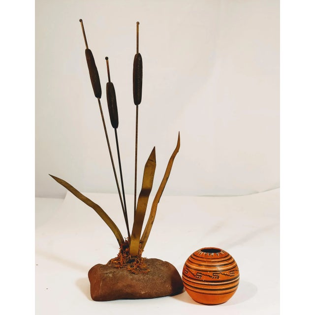 Brass Cattails Mid Century Rock Decor For Sale In Fayetteville, AR - Image 6 of 11