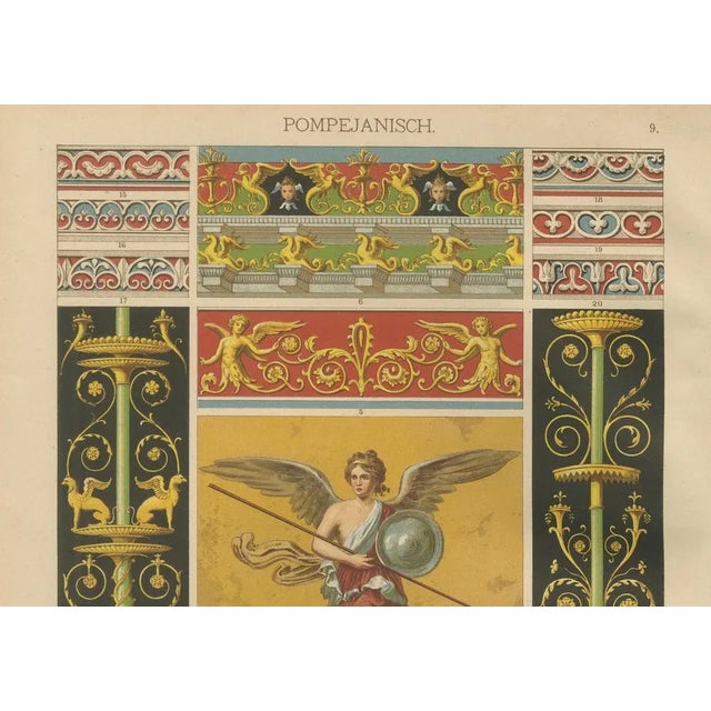 Black Dolmetsch, Pompeian Wall Painting and Bronze Designs, 1887, Prints, Set of 2 For Sale - Image 8 of 10